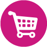 Icono de carrito de compras rosa